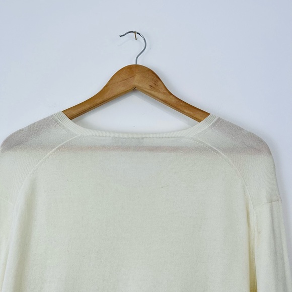 Prada Cream 100% Cotton Fine Knit V Neckline Classic Pullover Jumper UK L - Picture 10 of 12